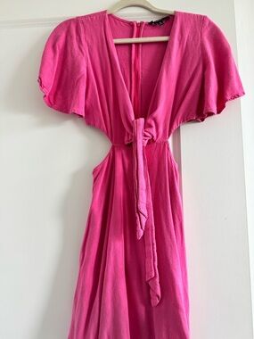 Lulu's Hot Pink Tie-Front Mini Dress